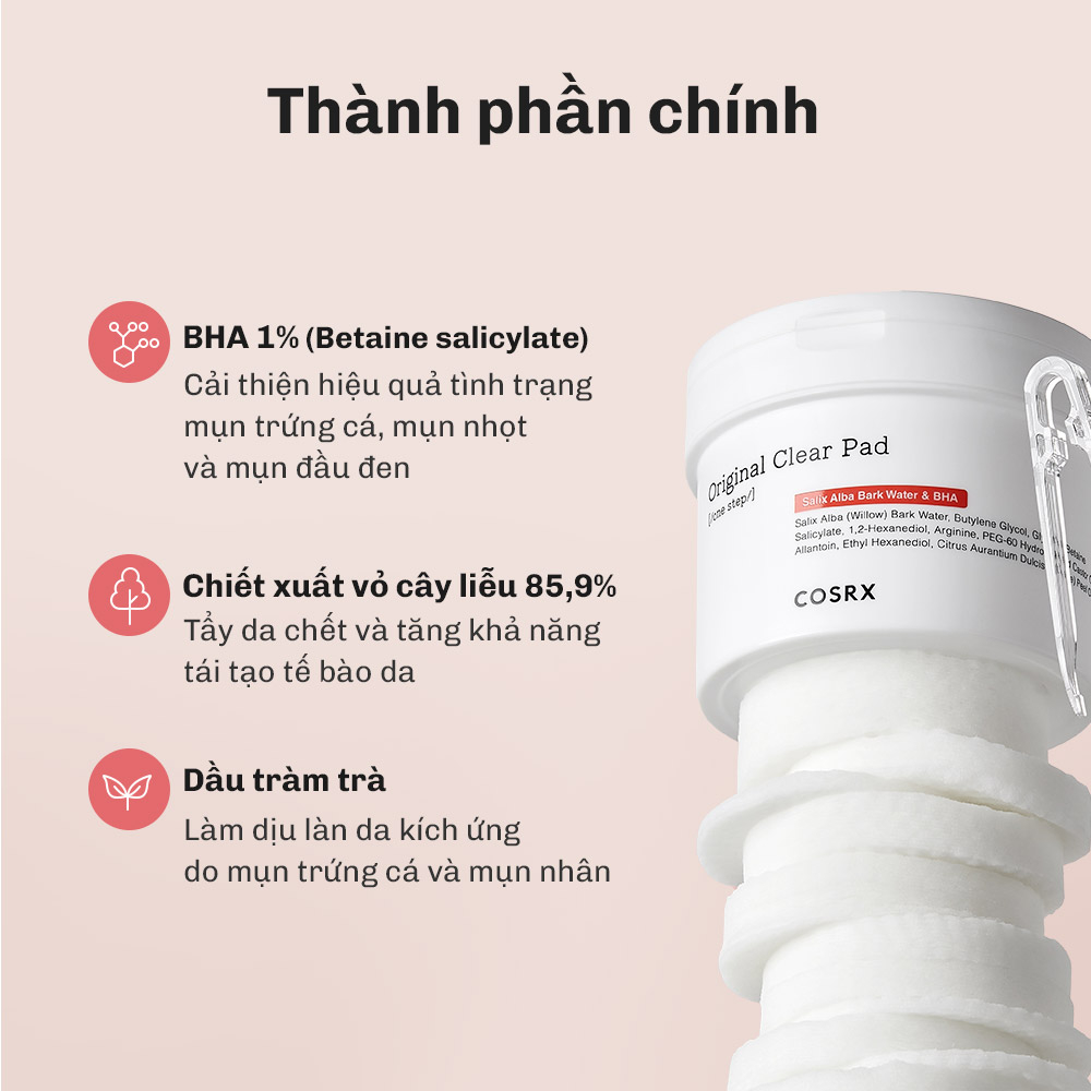 Ảnh COSRX OFFICIAL Hộp 70 bông toner BHA One Step Original Clear 135ml tẩy tế bào chết cải thiện mụn đầu đen/ đầu trắng 4
