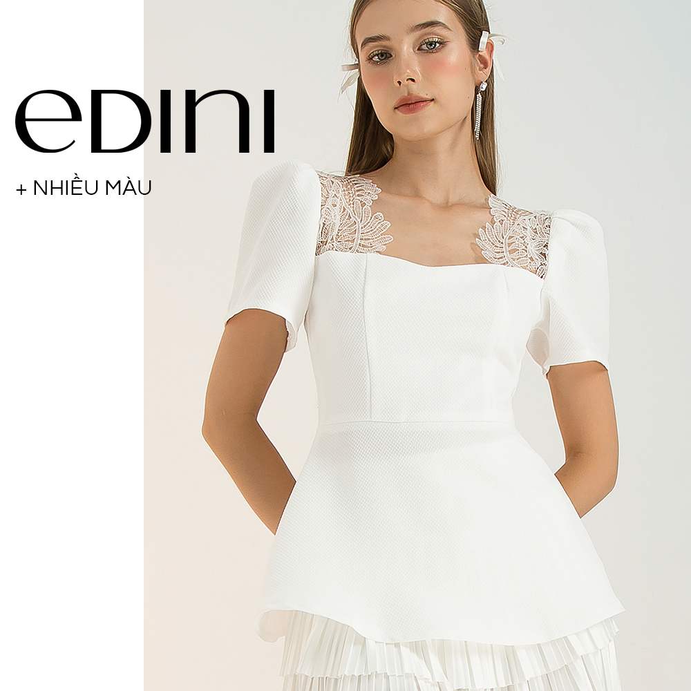 Áo Cổ Vuông Viền Ren - EDINI - A1546 | Shopee Việt Nam