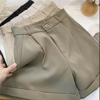 Quần Short Nữ Mùa Hè Lưng Cao Chun Sau Ống Rộng Gập Gấu Form Rộng Phong Cách Thể Thao Thời Trang Sugal SHORT NU 020