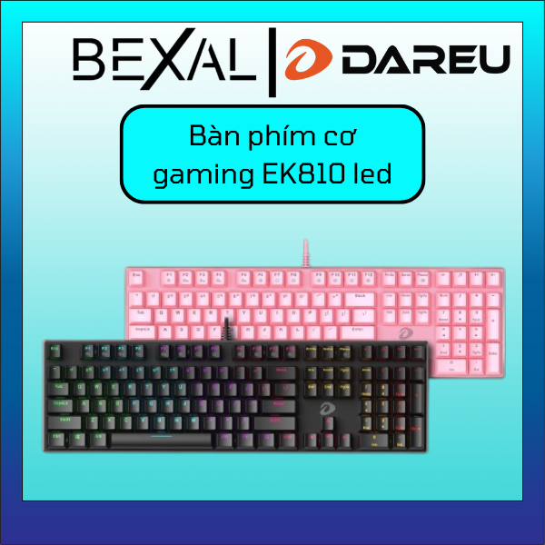 Bàn phím cơ DAREU EK810 Pink / Black (MULTI-LED, Blue/ Brown/ Red D ...