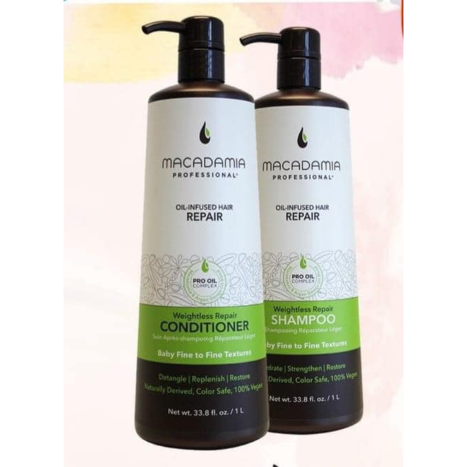 DẦU GỘI XẢ DƯỠNG ẨM SIÊU NHẸ MACADAMIA WEIGHTLESS REPAIR 300ML - 1000ML |  Shopee Việt Nam