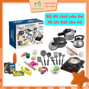 Bộ nấu ăn Playhouse 36 chi tiết Mini kictchen Set, đồ chơi nhà bếp có đèn và âm thanh cho bé trai và bé gái- Binbibo
