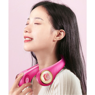 Quạt đeo cổ không cánh Gấu Dâu Losto, quạt treo cổ mini sạc pin tích điện 3 cấp độ gió êm ái không ồn,DISNEY