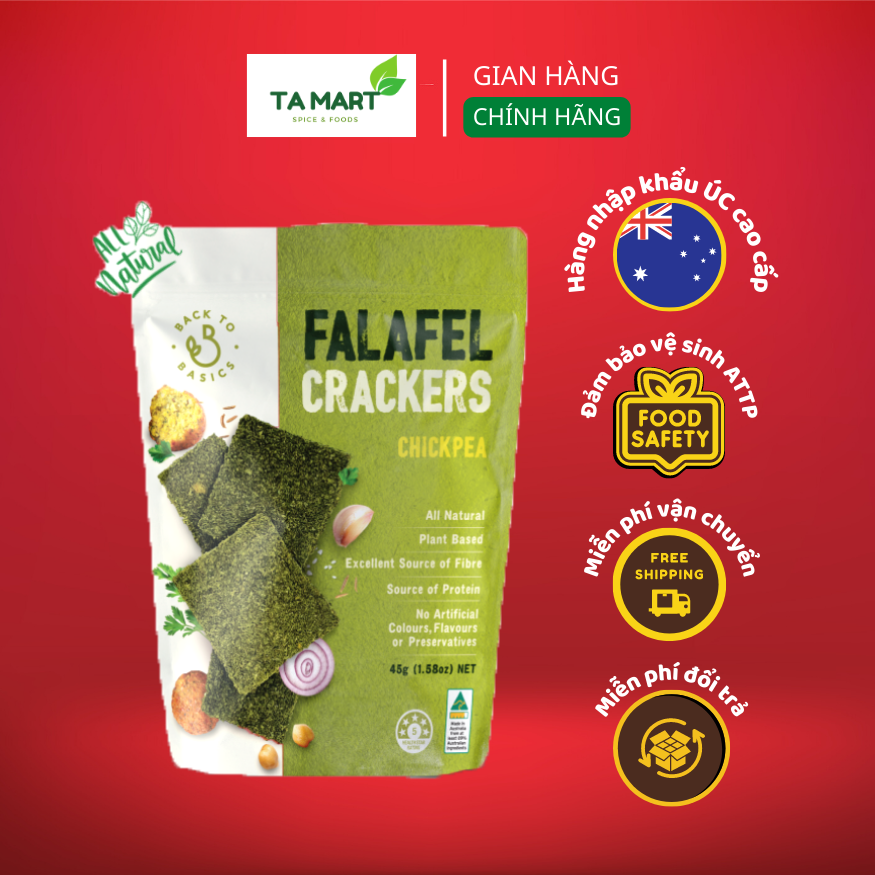 Bánh thực dưỡng vị Đậu gà Falafel ép giòn Back to Basics 45gr - Falafel  Crackers Chickpea