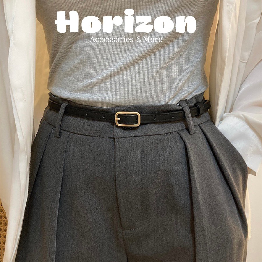 Thắt lưng nữ nhỏ xíu mini mặt chữ nhật 1CM Horizon - Dây nịt thắt lưngđai váy áo bản nhỏ Basic đơn giản