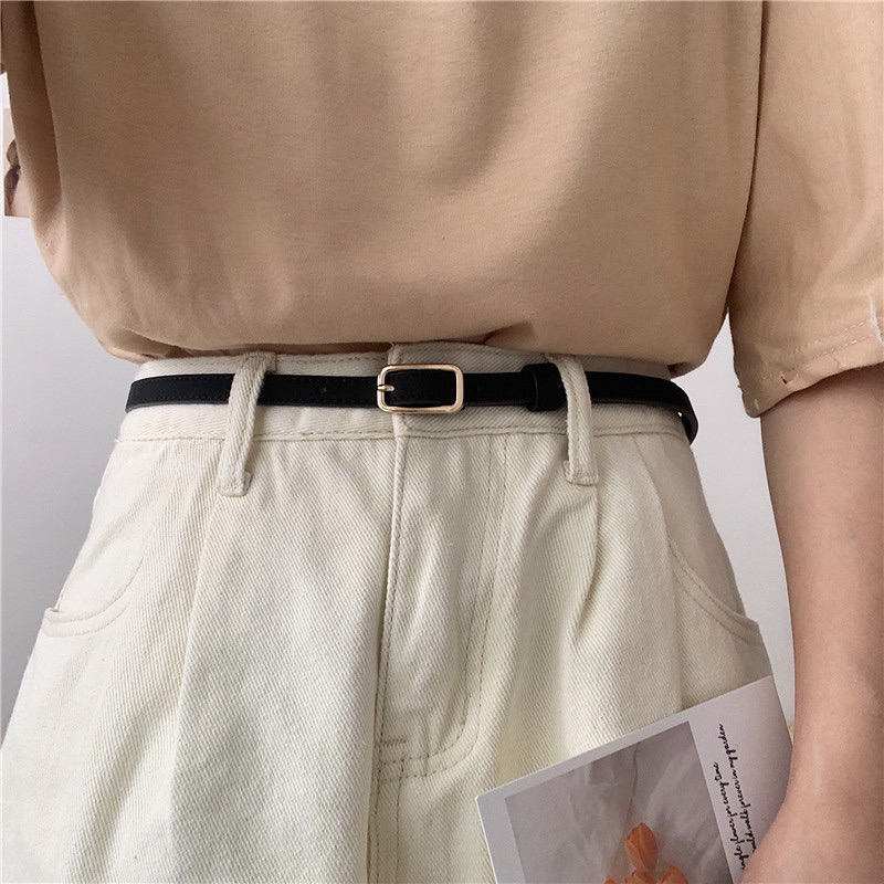Thắt lưng nữ nhỏ xíu mini mặt chữ nhật 1CM Horizon - Dây nịt thắt lưngđai váy áo bản nhỏ Basic đơn giản