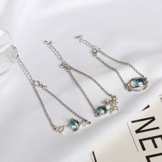 Lắc tay bạc nữ hành tinh Aurora pha lê xanh ngọc [ bạc 925 cao cấp]