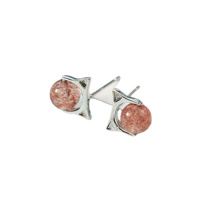 Khuyên Tai Bạc Ý 925 Mặt Mèo Xinh Dâu Tây