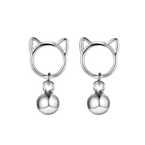 Khuyên Tai Bạc Ý 925 Chuông Mèo Con