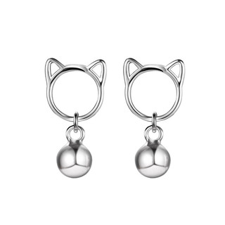 [FreeShip]Khuyên Tai Bạc Ý 925 Chuông Mèo Con