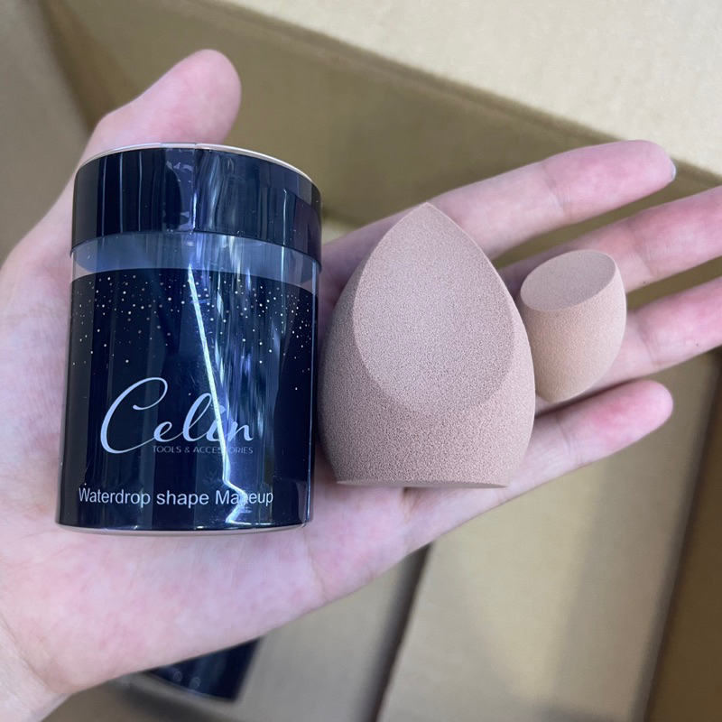 Bông Mút Tán Nền Celin set2 Chiếc Chính Hãng Gồm Màu Nâu Đen Chuyên Dùng  Cho trang Điểm Siêu Mềm Đàn Hồi Cao {Chính hãng