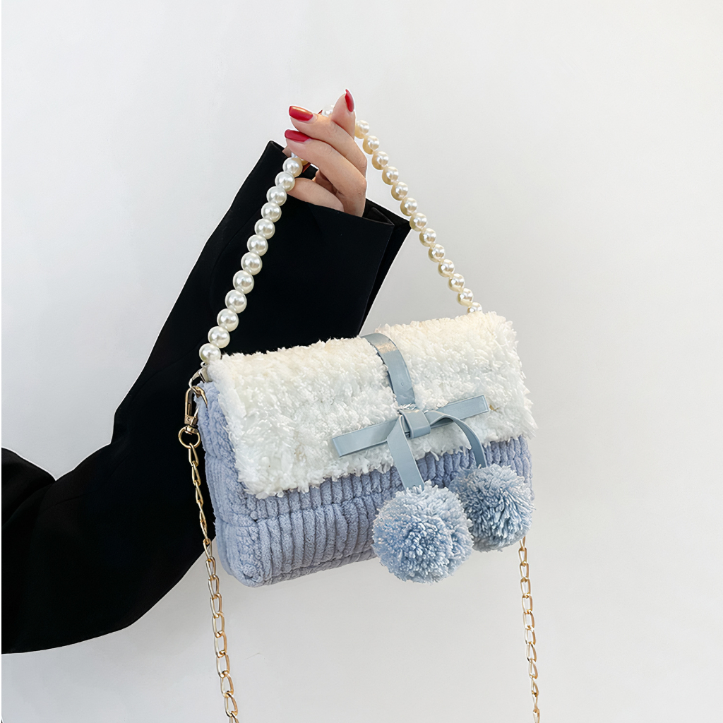 Túi len tự đan pom pom, túi đeo chéo handmade thời trang Hàn Quốc - Có ...
