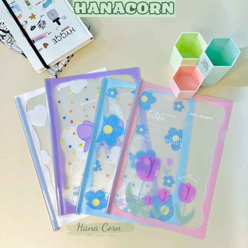 Kẹp tài liệu A4, bìa file rút gáy trong suốt in họa tiết dễ thương (ảnh ...