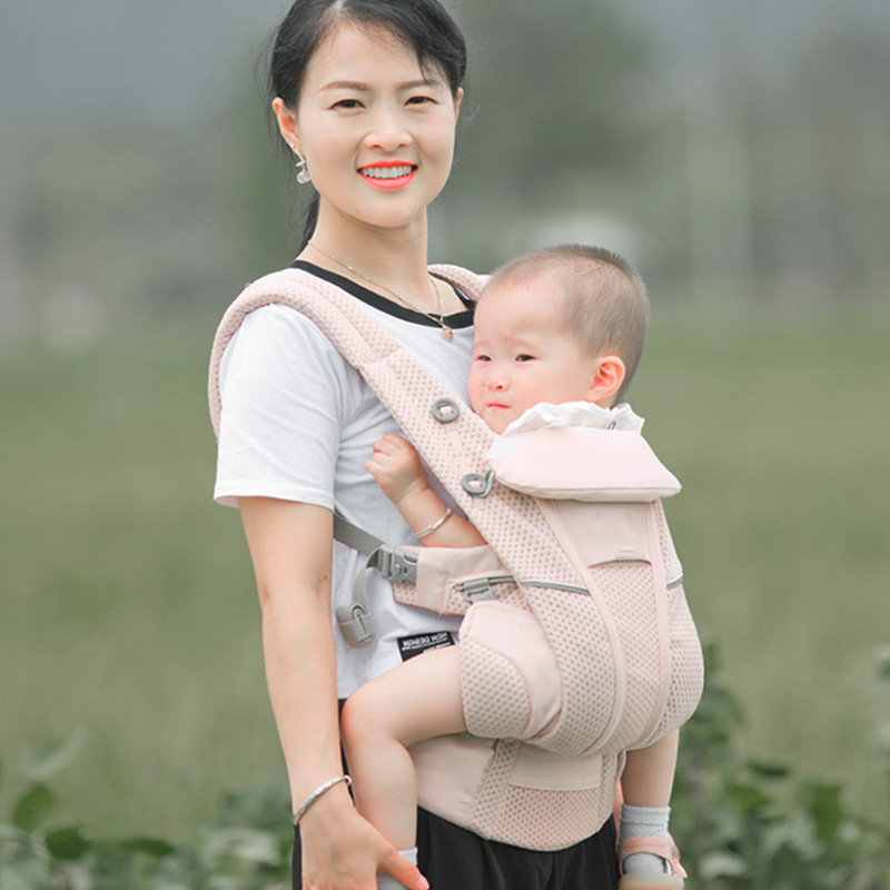 Ảnh Địu em bé Kidsworld Omni Breeze/KNM/360 Cool Air Mesh trợ lực 4 tư thế vải thoáng khí có đỡ cổ mũ trùm cho bé sơ sinh 4