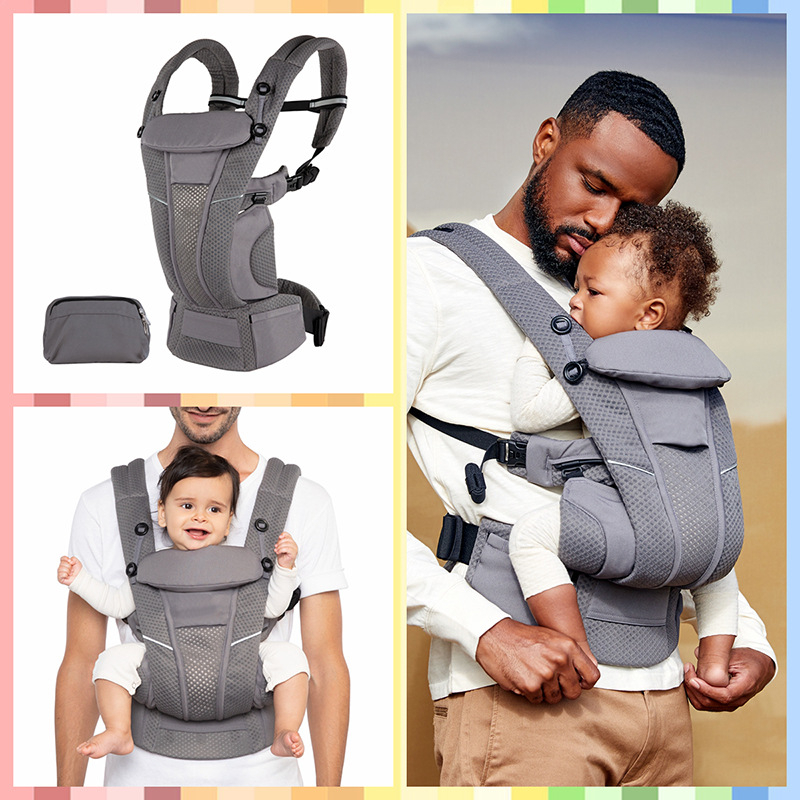 Ảnh Địu em bé Kidsworld Omni Breeze/KNM/360 Cool Air Mesh trợ lực 4 tư thế vải thoáng khí có đỡ cổ mũ trùm cho bé sơ sinh 2