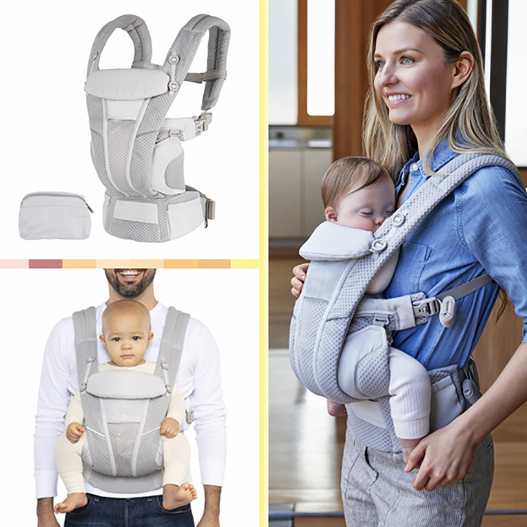Ảnh Địu em bé Kidsworld Omni Breeze/KNM/360 Cool Air Mesh trợ lực 4 tư thế vải thoáng khí có đỡ cổ mũ trùm cho bé sơ sinh 1