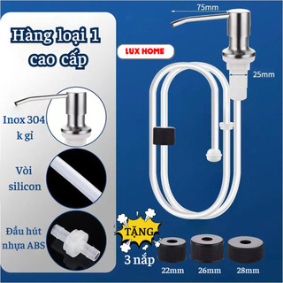 Combo vòi bơm dẫn nước rửa chén, xà phòng chất liệu inox 304 lắp bồn rửa bát xoay 360 độ LUXHOME