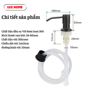 Combo vòi bơm dẫn nước rửa chén, xà phòng chất liệu inox 304 lắp bồn rửa bát xoay 360 độ LUXHOME