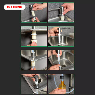 Combo vòi bơm dẫn nước rửa chén, xà phòng chất liệu inox 304 lắp bồn rửa bát xoay 360 độ LUXHOME