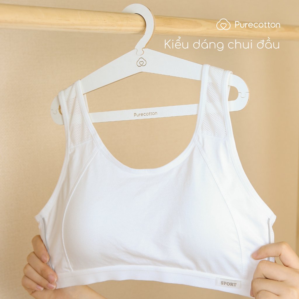 Ảnh Áo lót học sinh Sporty Chic Purecotton lưng lưới thoáng khí kiểu dáng chui đầu - đệm mỏng PC064 4