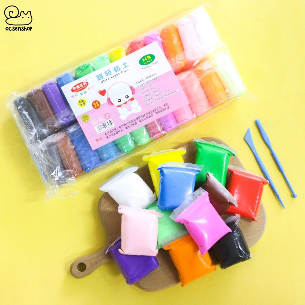 Đất sét siêu nhẹ - Làm tranh nổi 3D - Nặn móc chìa khóa - Trang trí gương - Làm slime bơ - Butter slime