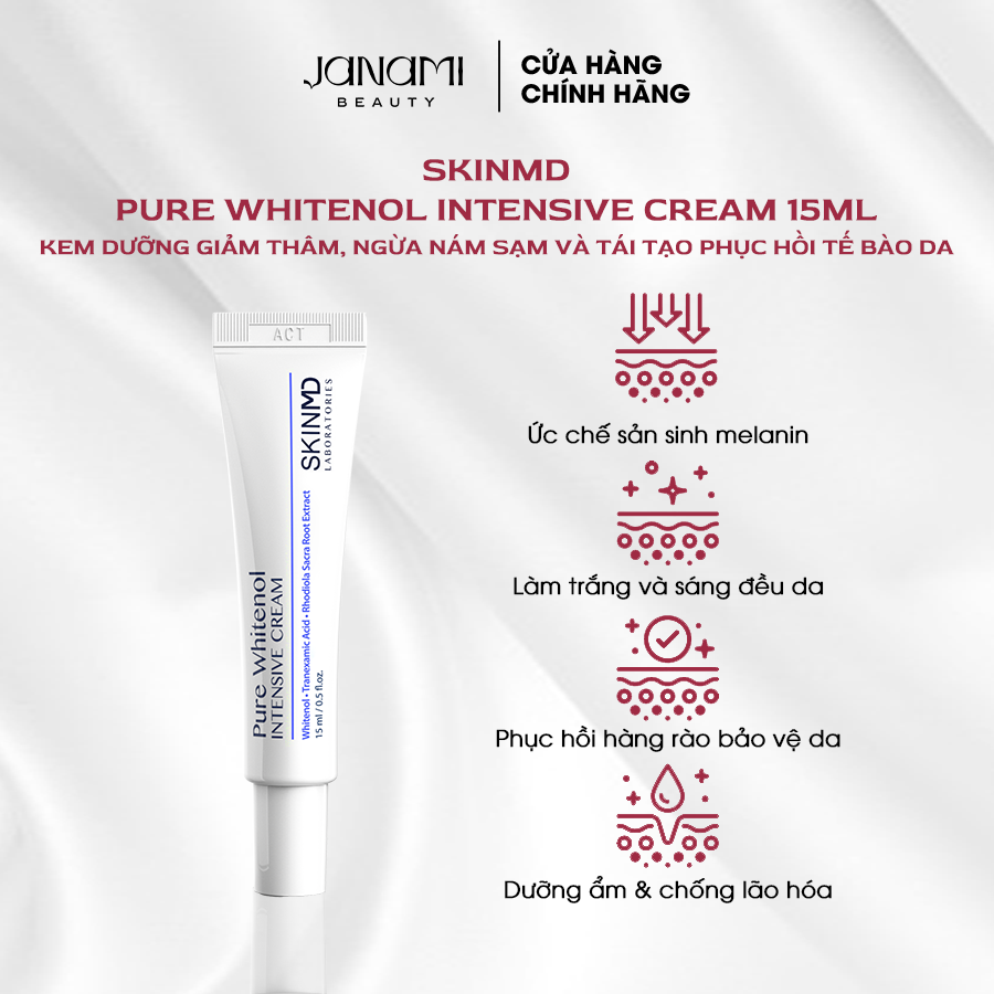 Ảnh Bộ đôi mờ nám đốm, ngăn ngừa sắc tố đậm melanin và dưỡng da sáng đều màu Skinmd cream 15ml + brightening 4