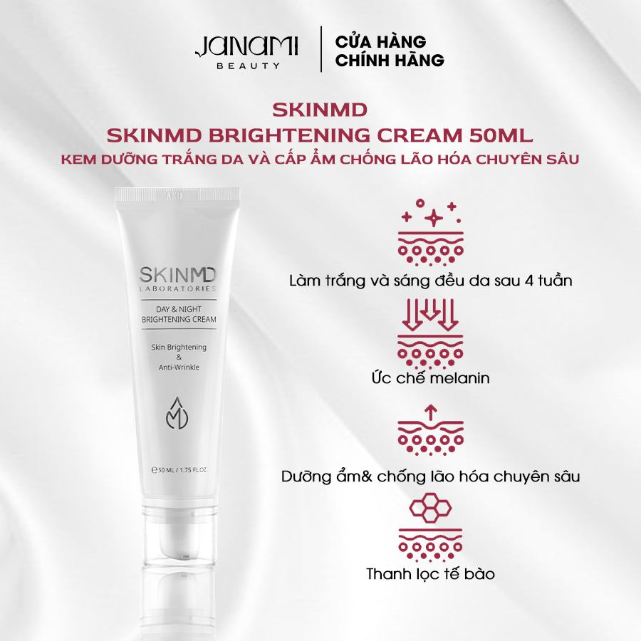 Ảnh Bộ đôi xóa mờ nám mảng, phục hồi hàng rào bảo vệ da và dưỡng da trắng sáng Skinmd Serum và Cream Brightening 2