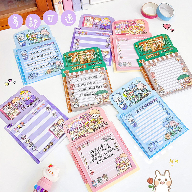 Gói 50 Tờ Giấy Note Họa Tiết Dễ Thương (giao ngẫu nhiên màu)