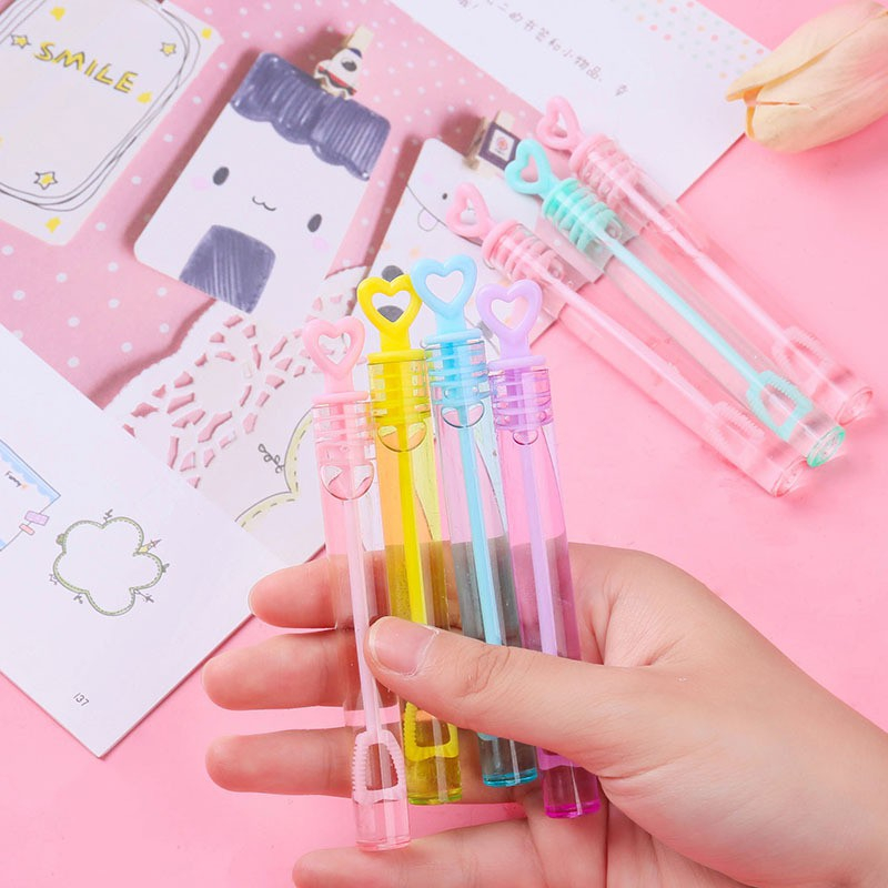 Combo 10 lọ que thổi bong bóng xà phòng mini màu sắc ngộ nghĩnh đáng yêu