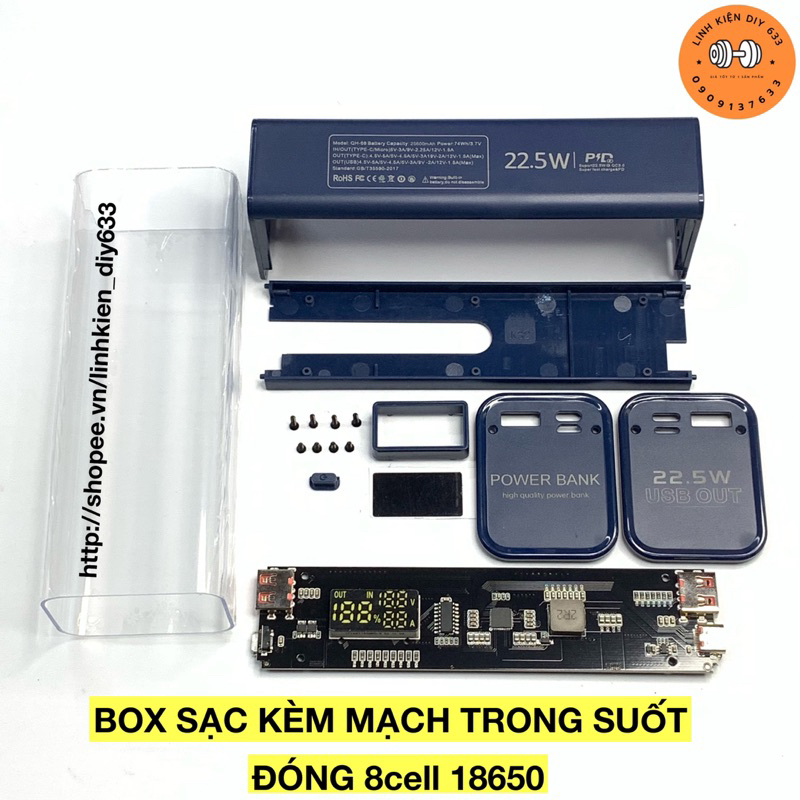 Box kèm mạch dự phòng trong suốt 8cell 18650 (DIY633) | Shopee Việt Nam
