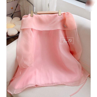 Áo Váy Trễ Vai Babydoll Kèm Ghim Đá, Bánh Bèo Hot 2 lớp Chất Voan Tơ