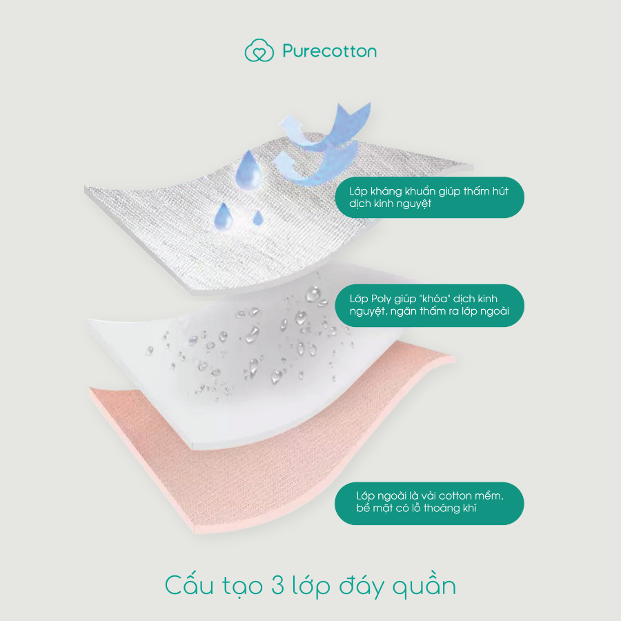 Ảnh Quần lót chống tràn kinh nguyệt Combo Night Purecotton chống tràn nguyệt san Happy Moon PC078 3