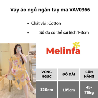 [XẢ KHO GIÁ SỐC] Váy đầm ngủ ngắn tay mặc nhà hàng ngày, chất vải Cotton lụa tự nhiên mềm mại thoáng mát mã VAV0366