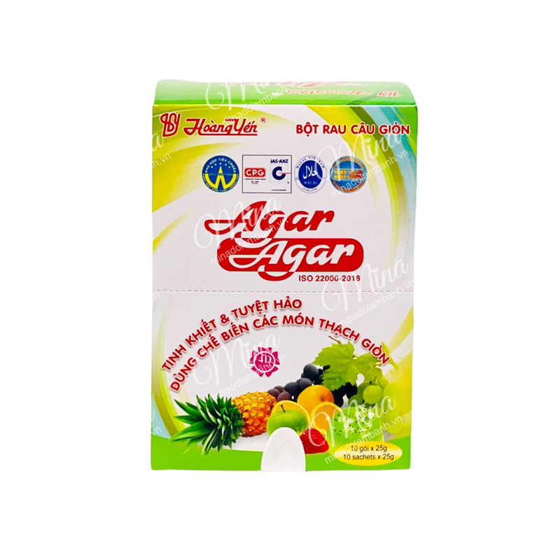 Bột rau câuThạch rau câu Giòn Agar Hoàng Yến hộp 10 gói | Shopee Việt Nam