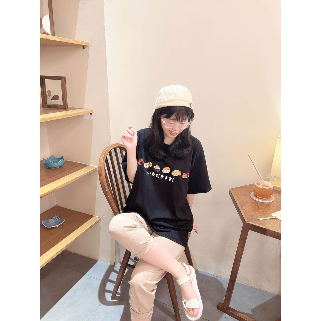 Áo Thun Sushi Meow Nam Nữ Unisex Form Rộng Oversized