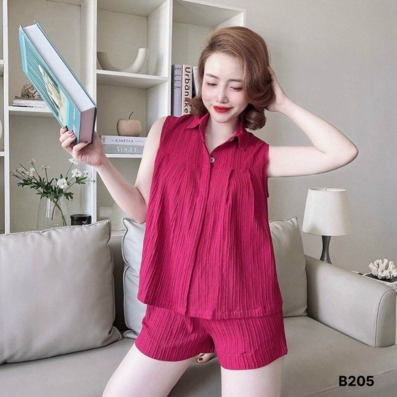 đủ size 40-70kg, Đồ Bộ Mặc Nhà Nữ, Áo Sát Nách Cổ Đức, Quần Đùi, Vải Đũi Gân Mềm Mát Thấm Mồ Hôi, Không Nhăn, 40-70kg