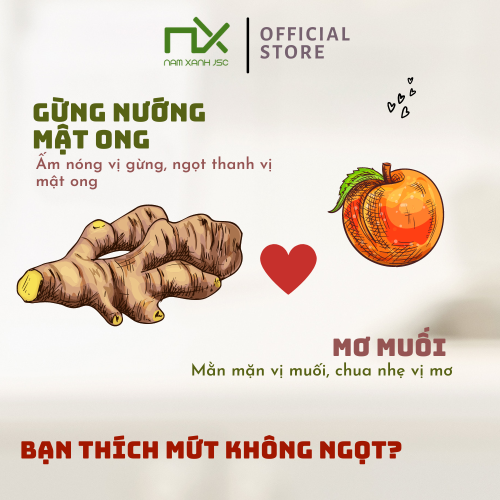 Ảnh Gừng Nướng Mơ Muối Nam Xanh Hộp 80g(100g) 1