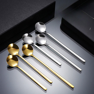 Set 5 Thìa cafe 13/15/17cm, muỗng Inox304 cao cấp tròn khuấy cafe,nước ép, sinh tố,màu bạc và vàng