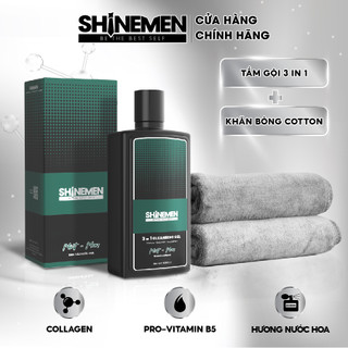 Combo Sữa Tắm Gội và Rửa mặt 3 in 1 SHINEMEN cho nam hương nước hoa MINT-MAN 300ml & Khăn tắm Cotton