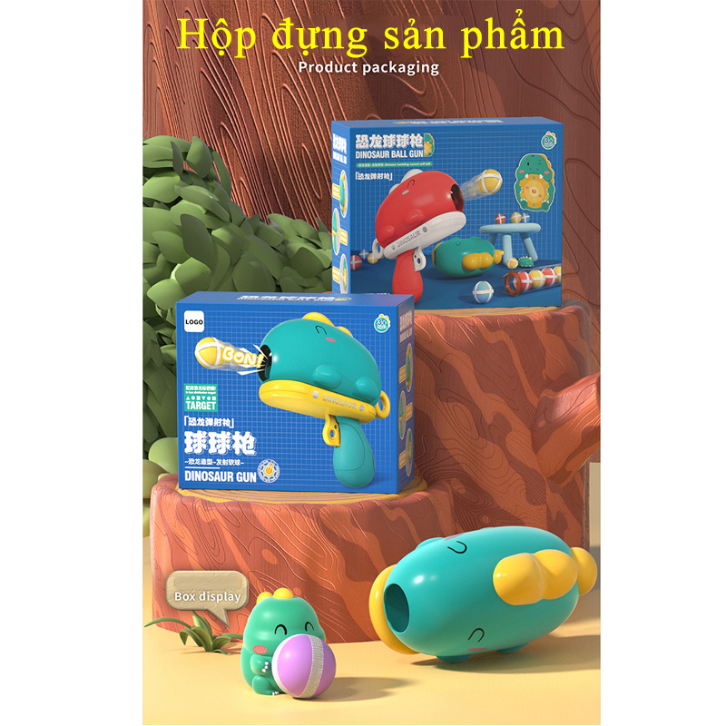 Ảnh Đồ chơi  bóng khủng long KAVY kèm bia mục tiêu xa 8 mét nhiều màu sắc 1