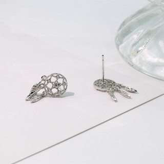 Khuyên Tai Bạc Ý Dreamcatcher Đính Đá Lấp Lánh