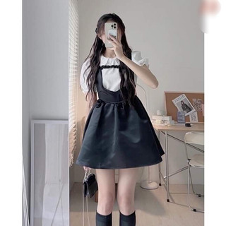 Sét áo Sơ mi bèo + Gile chữ U chun ngang ngực