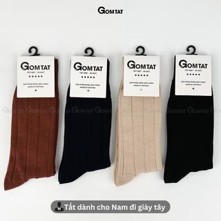 [COTTON PREMIUM] Hộp 4 đôi tất nam cao cổ GOMTAT mẫu gân chìm, chất liệu cotton thoáng mát, êm chân - STA-MIX09-CB4