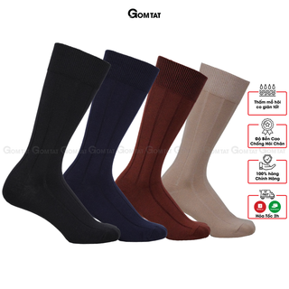 [COTTON PREMIUM] Hộp 4 đôi tất nam cao cổ GOMTAT mẫu gân chìm, chất liệu cotton thoáng mát, êm chân - STA-MIX09-CB4