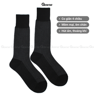 Hộp 4 đôi tất nam công sở GOMTAT mẫu sọc xương cá, chất liệu cotton cao cấp thoáng khí êm chân - STA-MIX14-CB4