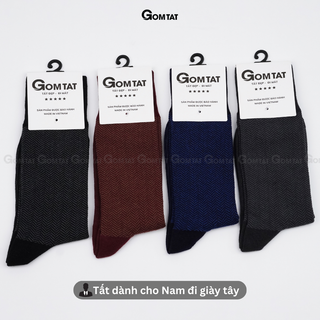 Hộp 4 đôi tất nam công sở GOMTAT mẫu sọc xương cá, chất liệu cotton cao cấp thoáng khí êm chân - STA-MIX14-CB4