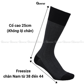 Tất giày tây nam cổ cao GOMTAT mẫu sọc xương cá, chất liệu cotton cao cấp, thoáng mát êm chân - STA-MIX14-1DOI
