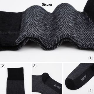 Tất giày tây nam cổ cao GOMTAT mẫu sọc xương cá, chất liệu cotton cao cấp, thoáng mát êm chân - STA-MIX14-1DOI