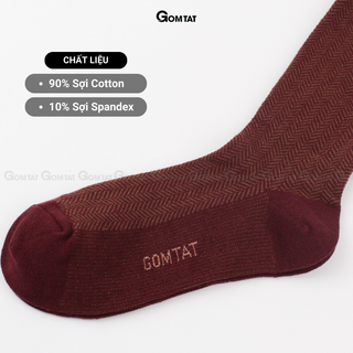 Hộp 4 đôi tất nam công sở GOMTAT mẫu sọc xương cá, chất liệu cotton cao cấp thoáng khí êm chân - STA-MIX14-CB4