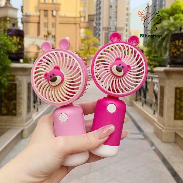 Quạt tích điện mini tặng kèm sticker gấu dâu LOSTO CUTE MS 02 | Shopee ...